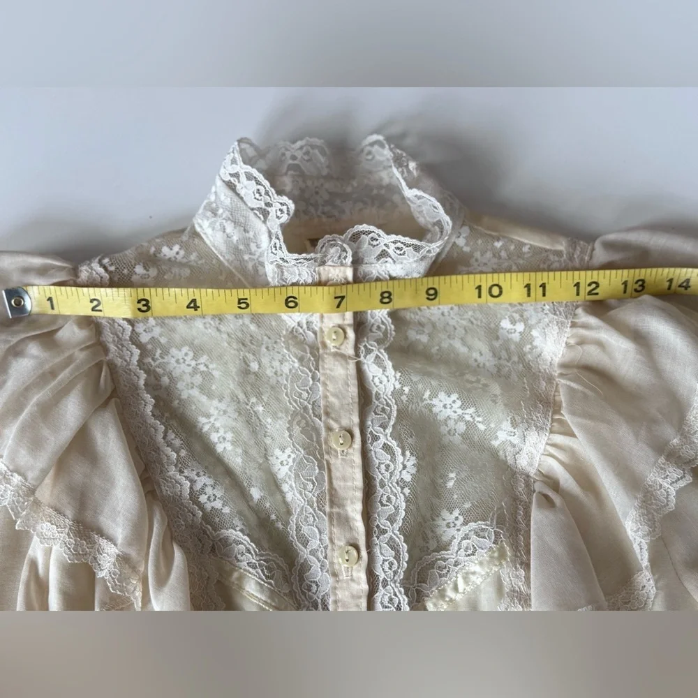 Vintage 70s 80s Gunne Sax Jessica Gunnies Lace Blouse Victorian Cottage Prairie - Picture 8 of 12